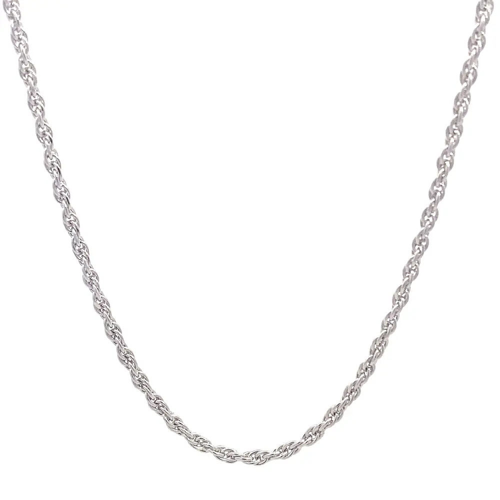 Cadena Garibaldi Espiral Rodinada de Oro Blanco 18K