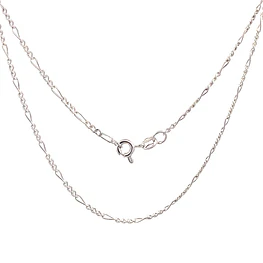 Cadena Fígaro 3x1 Rodinada de Oro Blanco 18K