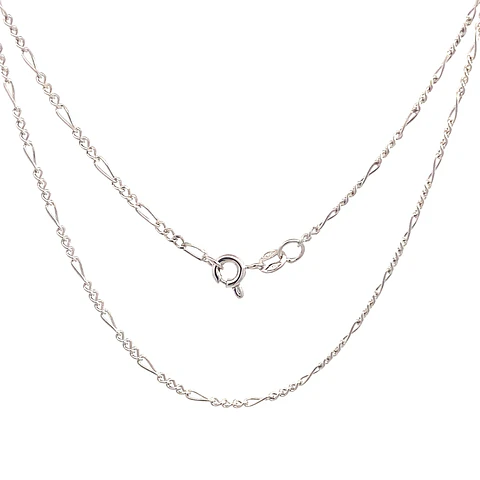 Cadena Fígaro 3x1 Rodinada de Oro Blanco 18K