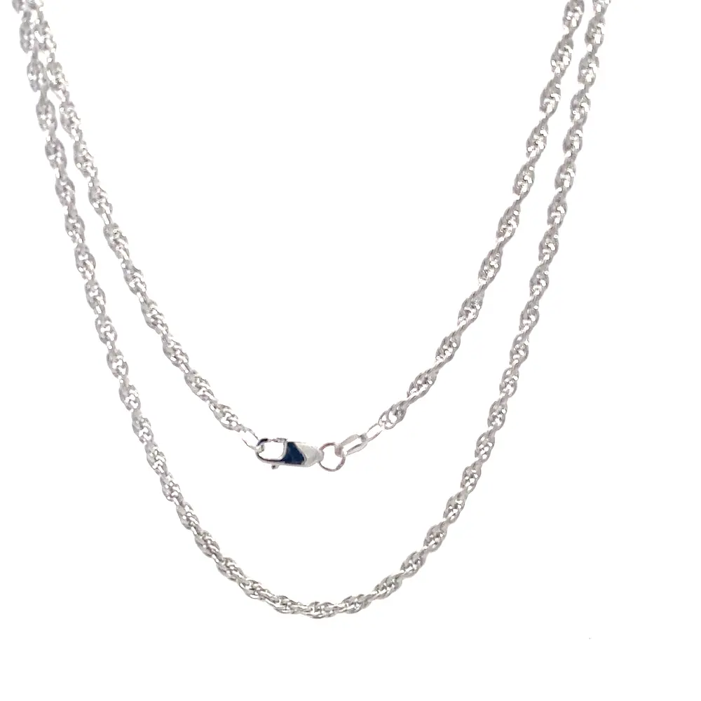 Cadena Garibaldi Espiral Rodinada de Oro Blanco 18K