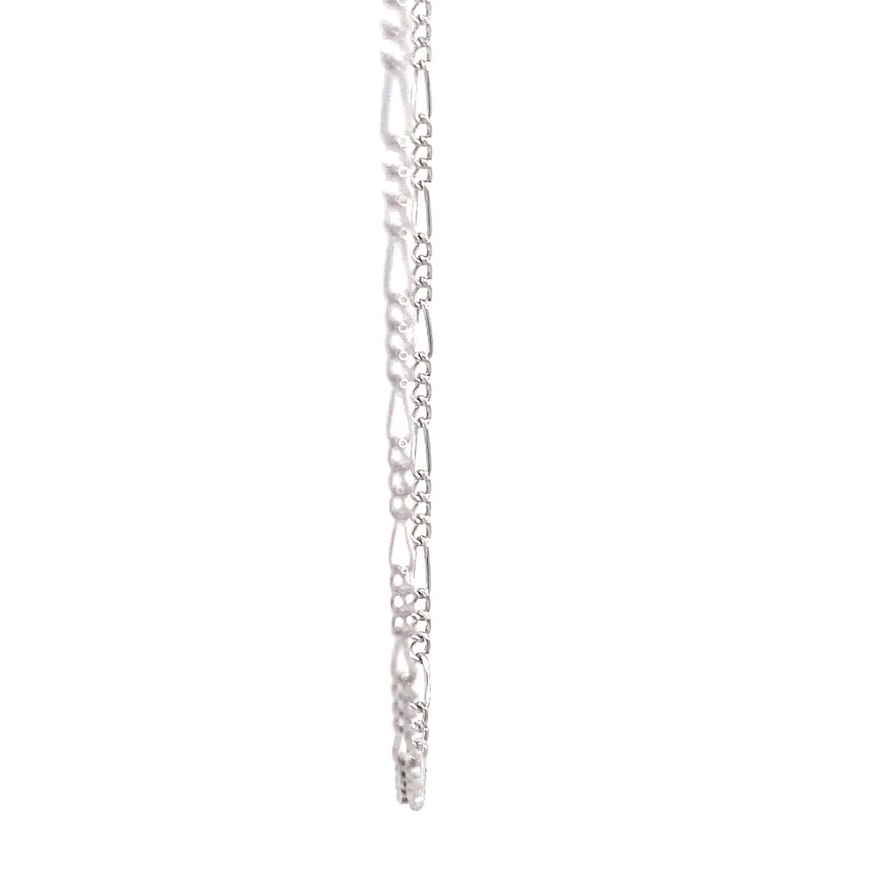 Cadena Fígaro 3x1 Rodinada de Oro Blanco 18K