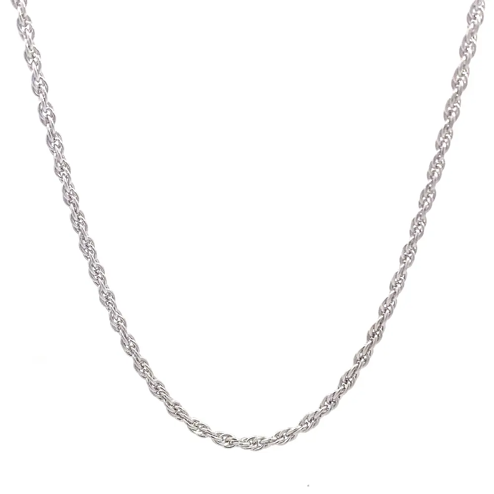 Cadena Garibaldi Espiral Rodinada de Oro Blanco 18K