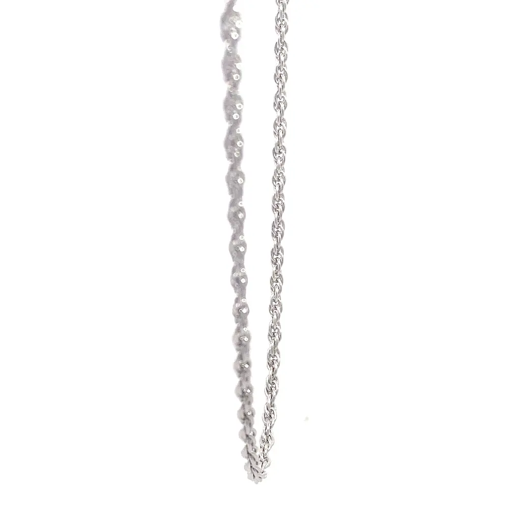 Cadena Garibaldi Espiral Rodinada de Oro Blanco 18K