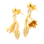 Aros De Oro Amarillo 18K Copihue Con Hoja Tallada
