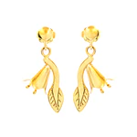 Aros De Oro Amarillo 18K Copihue Con Hoja Tallada