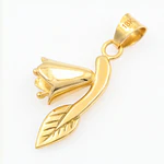 Colgante De Oro Amarillo 18K Copihue Con Hoja Tallada