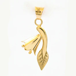 Colgante De Oro Amarillo 18K Copihue Con Hoja Tallada