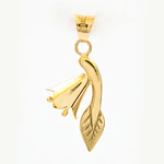 Colgante De Oro Amarillo 18K Copihue Con Hoja Tallada