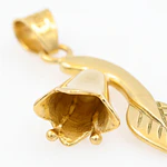 Colgante De Oro Amarillo 18K Copihue Con Hoja Tallada