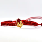 Pulsera De Hilo Rojo Con Dije Copihue De Oro Amarillo 18K