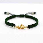 Pulsera De Hilo Verde Con Dije Copihue De Oro Amarillo 18K