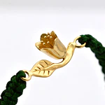 Pulsera De Hilo Verde Con Dije Copihue De Oro Amarillo 18K