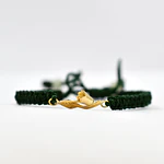 Pulsera De Hilo Verde Con Dije Copihue De Oro Amarillo 18K