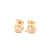 Aros De Oro Amarillo 18K Corazón Incolora