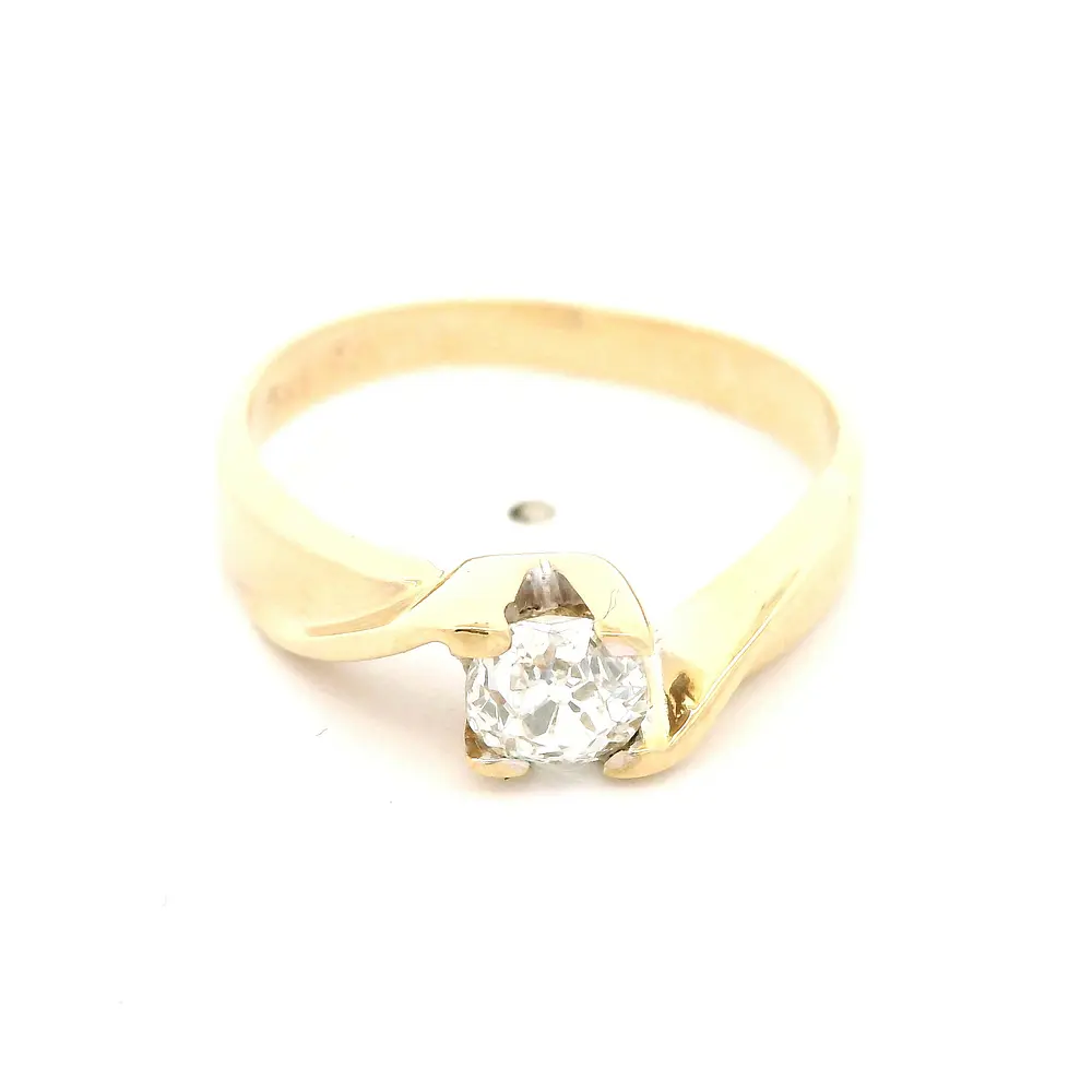Anillo Solitario Espiral De Oro 14K Con Diamante
