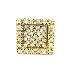 Anillo Sello De Oro 18K Con 45 Diamantes Redondos