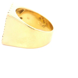 Anillo Sello De Oro 18K Con 45 Diamantes Redondos