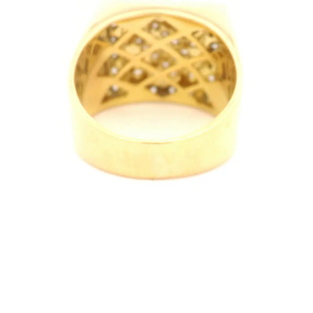 Anillo Sello De Oro 18K Con 45 Diamantes Redondos