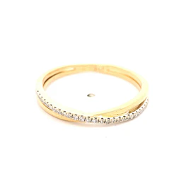 Anillo Cintillo Cruzado De Oro 18K Con 27 Diamantes