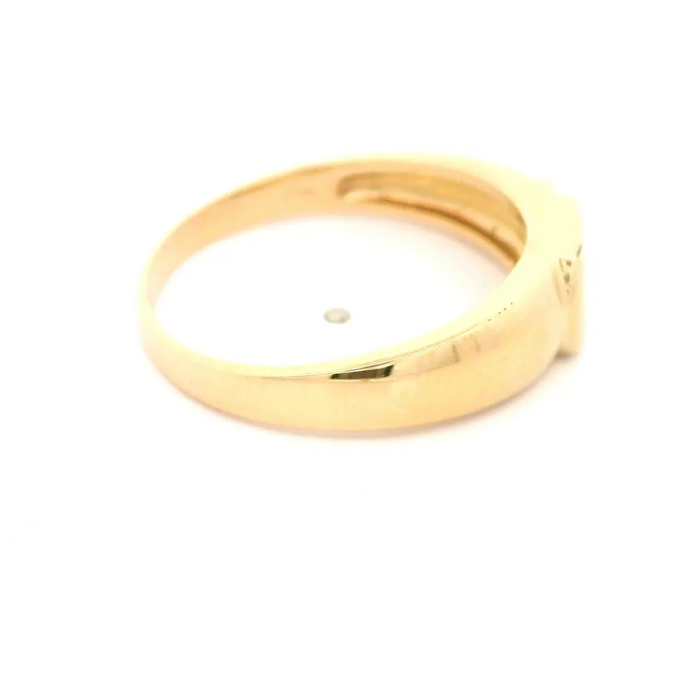 Anillo Semibombé Tallado De Oro 18K Con Diamantes y Piedras Azules