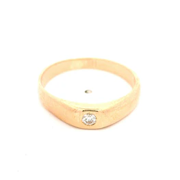 Anillo Argolla Solitario De Oro 14K Con Diamante
