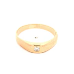 Anillo Argolla Solitario De Oro 14K Con Diamante