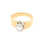 Anillo Solitario De Dos Oros 18K Con Diamante