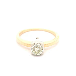 Anillo Solitario De Dos Oros 14K Con Diamante Natural