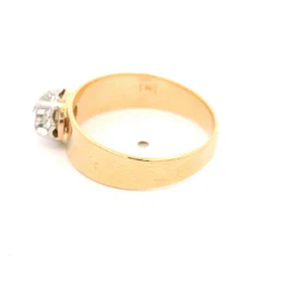 Anillo Solitario De Dos Oros 18K Con Diamante