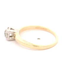 Anillo Solitario De Dos Oros 14K Con Diamante Natural