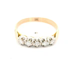 Anillo Cintillo De Dos Oros 18K Con 5 Diamantes Naturales