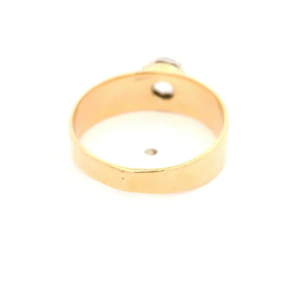 Anillo Solitario De Dos Oros 18K Con Diamante