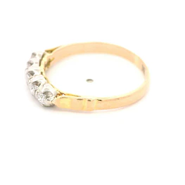Anillo Cintillo De Dos Oros 18K Con 5 Diamantes Naturales