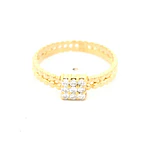 Anillo Cuadrado De Oro 18K Con Tejido De Esferas y Diamantes