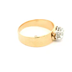 Anillo Solitario De Dos Oros 18K Con Diamante