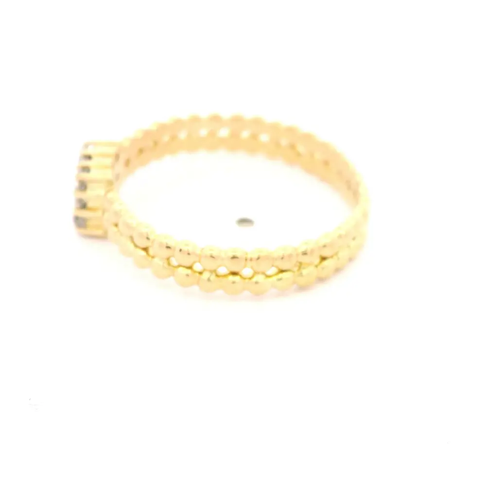 Anillo Cuadrado De Oro 18K Con Tejido De Esferas y Diamantes