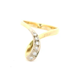 Anillo Entrelazado De Dos Oros 18K Con 6 Diamantes