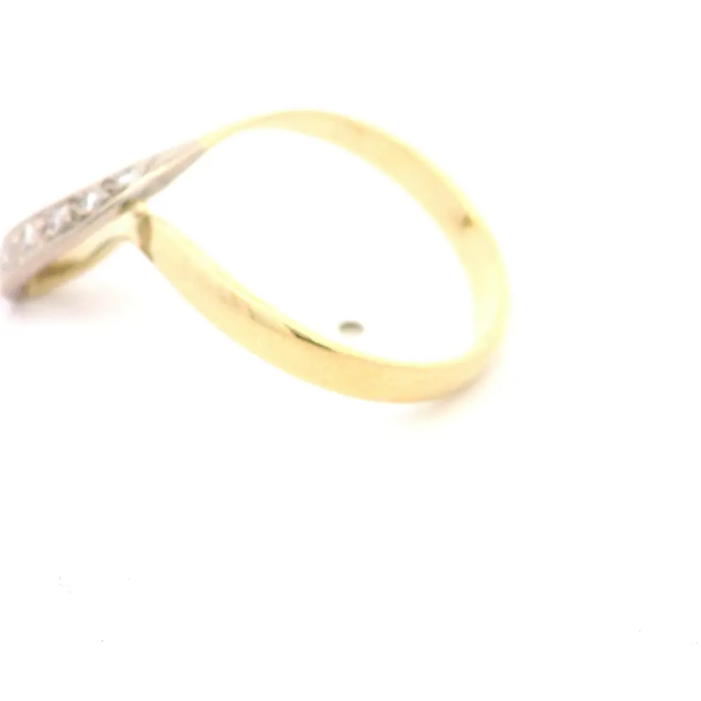 Anillo Entrelazado De Dos Oros 18K Con 6 Diamantes