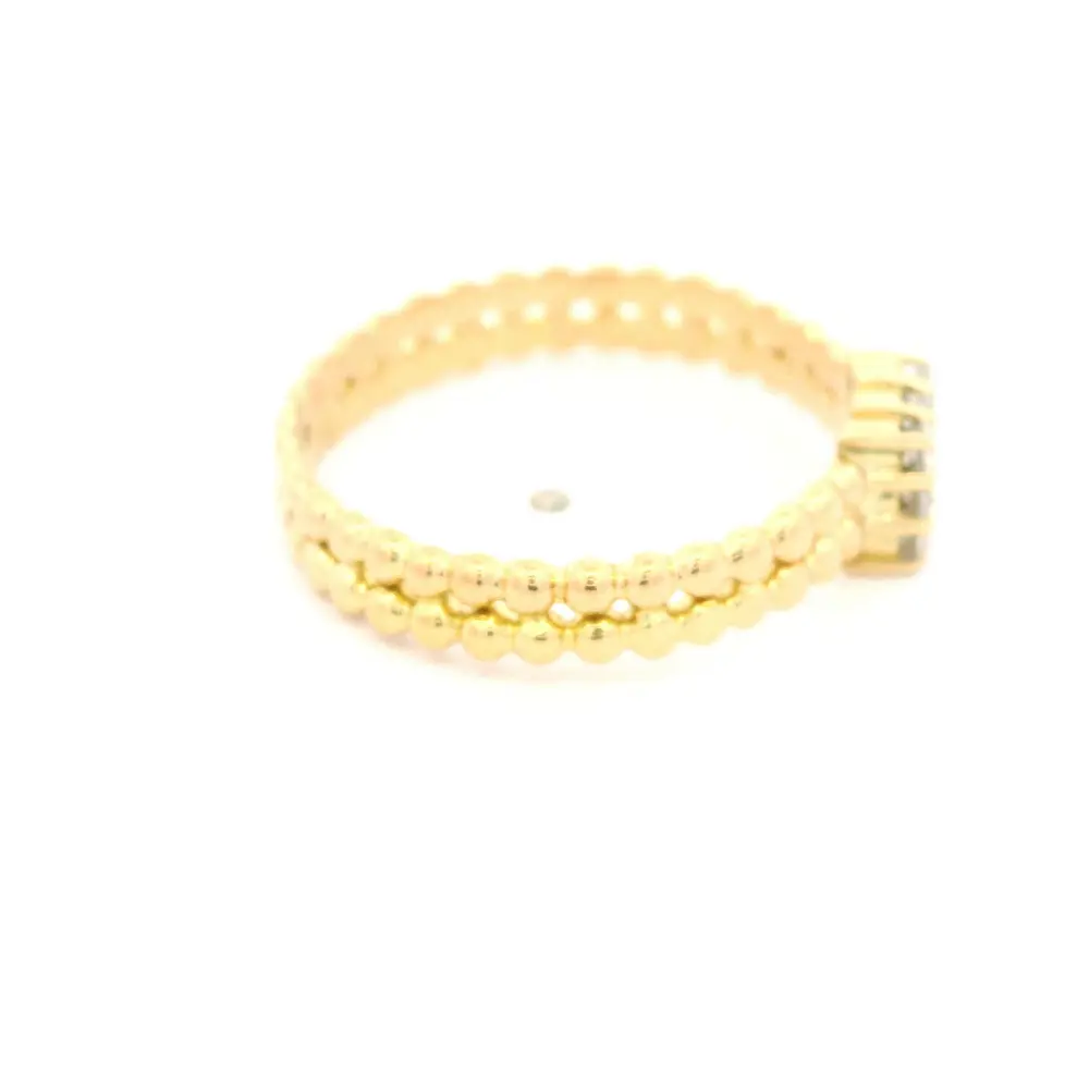 Anillo Cuadrado De Oro 18K Con Tejido De Esferas y Diamantes