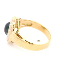 Anillo Ovalado De Oro 18K Con Zafiro y Diamantes Naturales