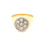 Anillo Sello De Dos Oros 18K Con 7 Diamantes