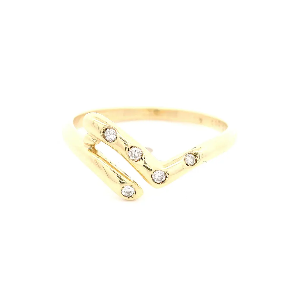 Anillo Ípsilon De Oro 14K Con 5 Diamantes Naturales