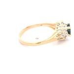 Anillo Halo De Dos Oros 14K Con Zafiro y Diamantes