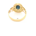 Anillo Ovalado De Oro 18K Con Zafiro y Diamantes Naturales