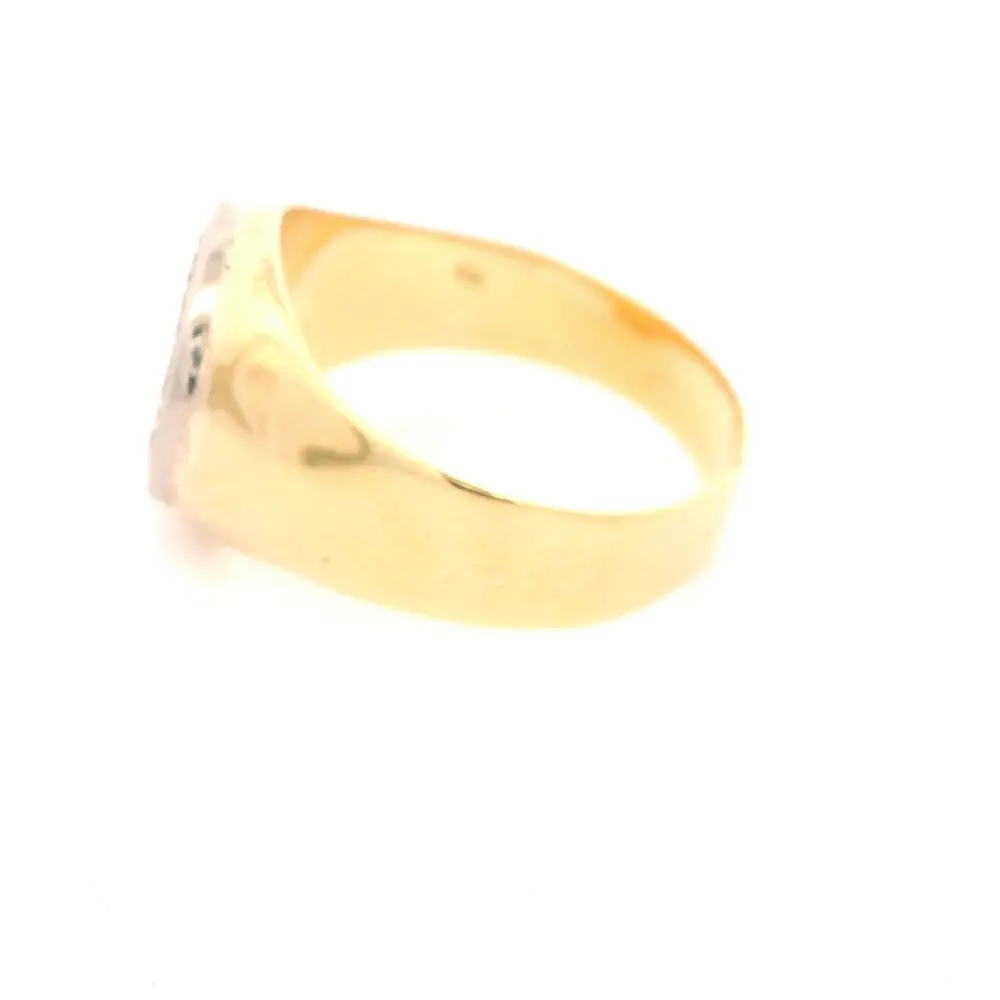 Anillo Sello De Dos Oros 18K Con 7 Diamantes