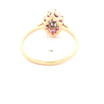 Anillo Lady Di De Dos Oros 10K Con Diamante y Piedras Fucsias