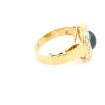 Anillo Ovalado De Oro 18K Con Zafiro y Diamantes Naturales