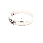 Anillo Doble Cintillo De Oro Blanco 18K Con Diamantes y Rubíes Rosa