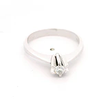 Anillo Solitario Flor De Oro Blanco 18K Con Diamante Natural