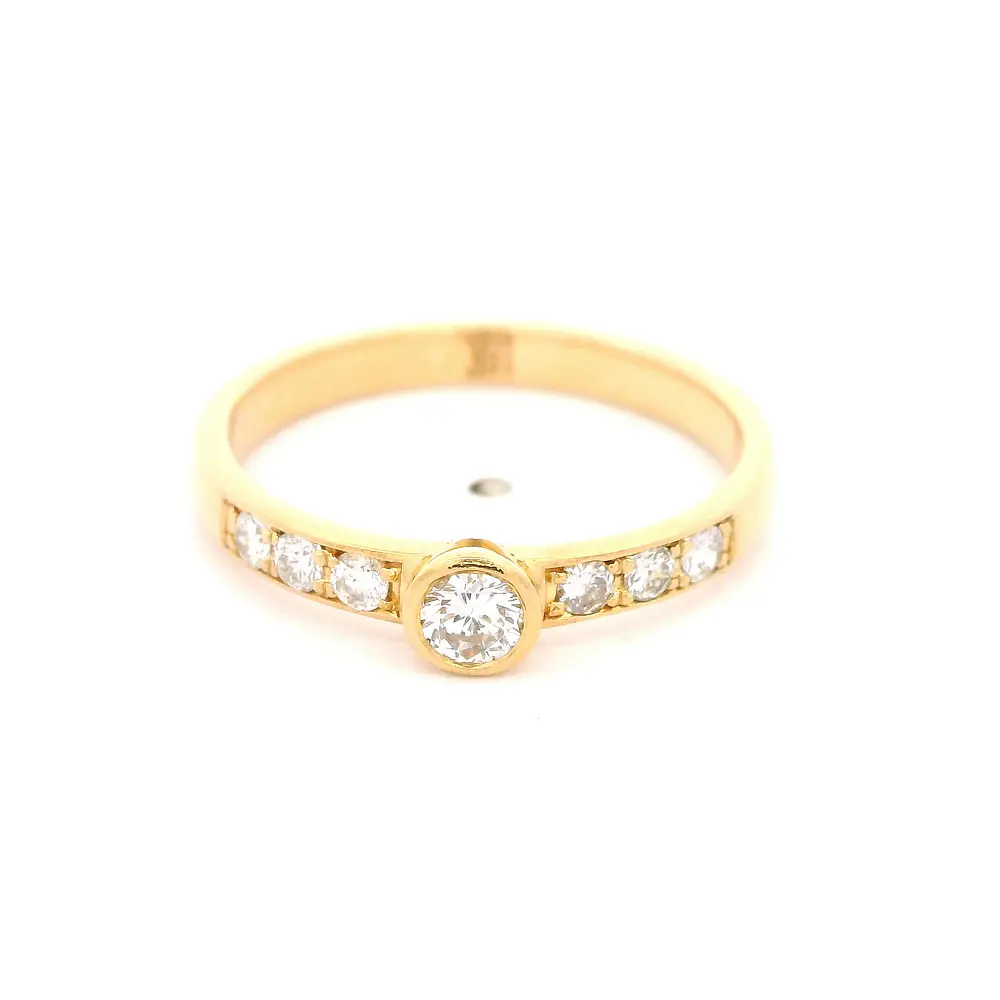 Anillo Cintillo Solitario De Oro 18K Con 7 Diamantes Naturales